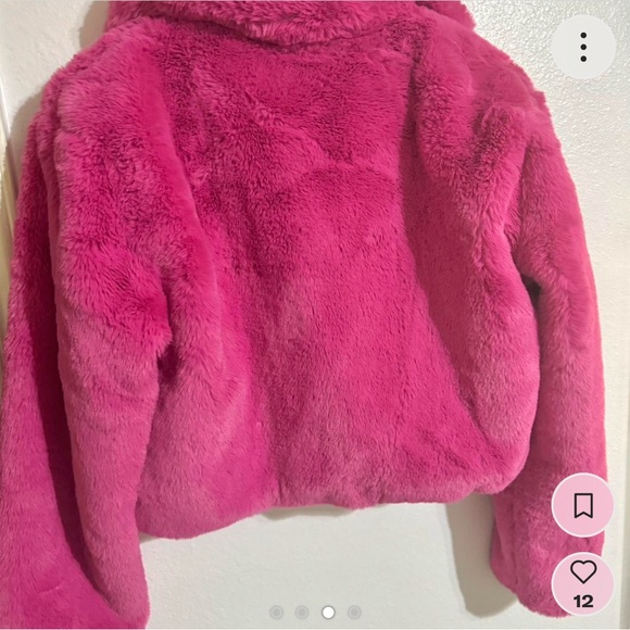 Pink fuzzy faux fur jacket - Picture 3 of 9